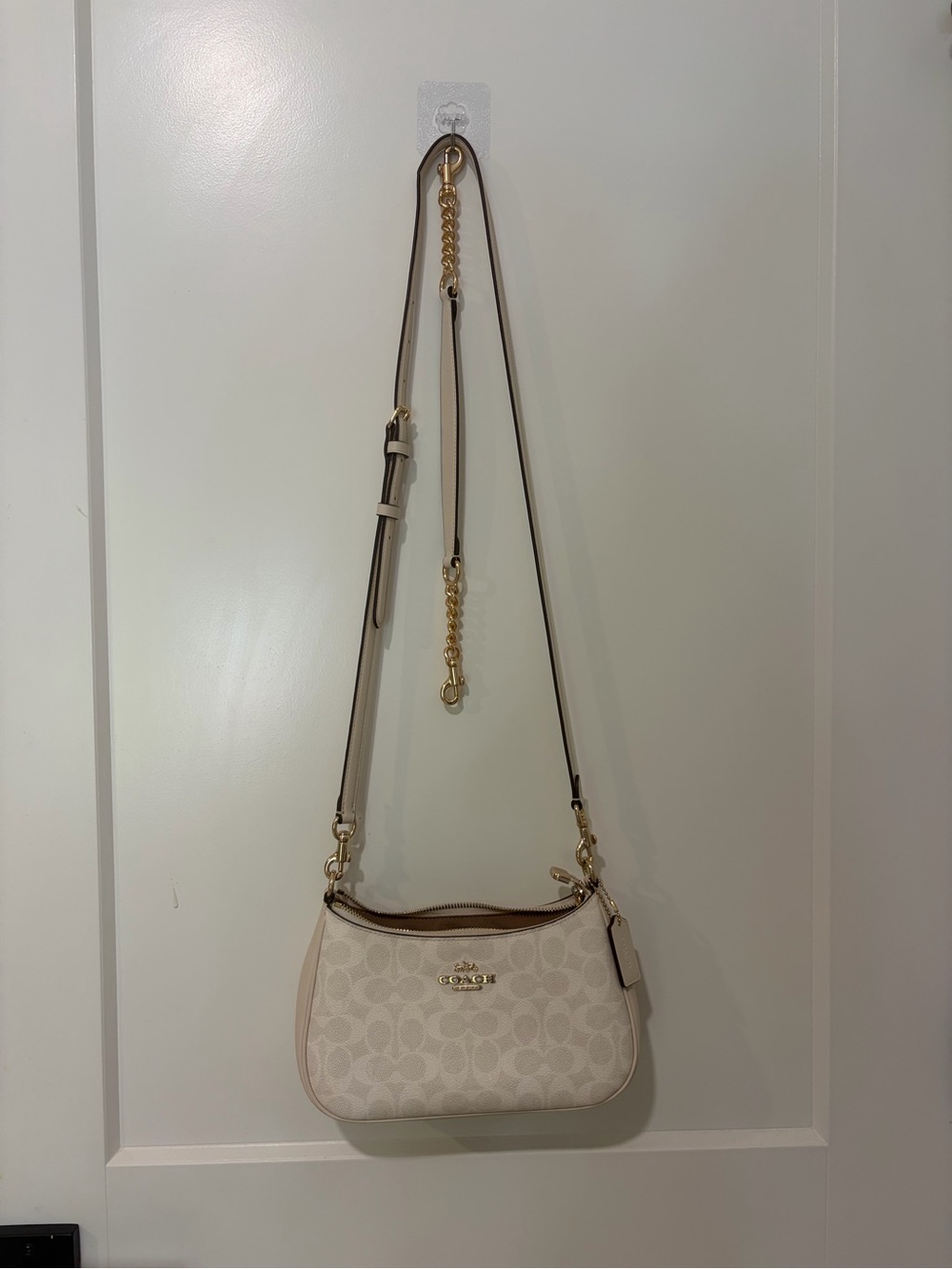 COACH Signature Canvas Crossbody Bag in Chalk - Both straps included. See pics!!